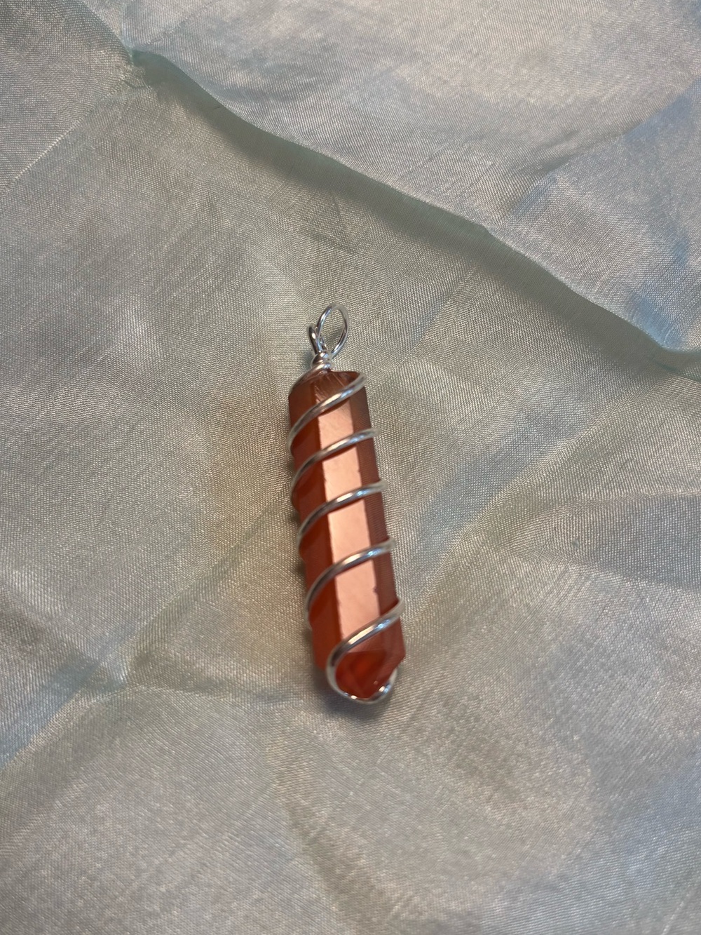 New Carnelian Wire Wrapped Crystal Pendant